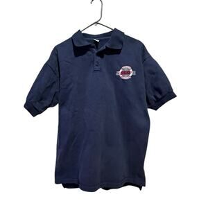 Vintage University Of Ole Miss Rebels Polo The Game Size Large Blue Embroidered
